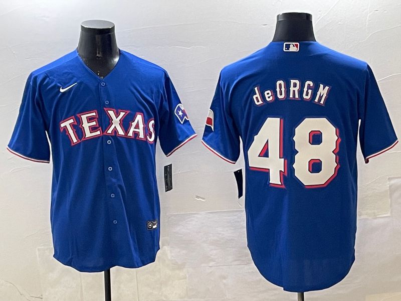 Men Texas Rangers #48 Degrom Blue Game 2025 Nike MLB Jersey style 1